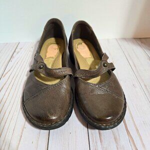 Earth Spirit Brown Leather Slip On Mary Jane Wedge Casual Size 7.5 Womens